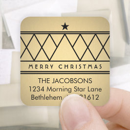 kerstboom Gold Faux Folie Return Address Label