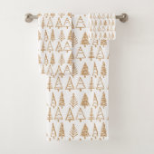 Kerstboom Gold Holiday Pattern Chic Bad Handdoek (Insitu)