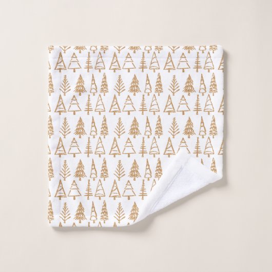 Kerstboom Gold Holiday Pattern Chic Bad Handdoek (Wasdoekje)