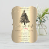 kerstboom, Gold Kerstmis Company Party Kaart (Staand voorkant)