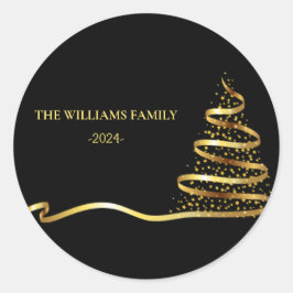 kerstboom Gold Ronde Sticker