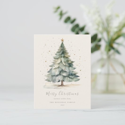 Kerstboom Gold Star Familie Briefkaart (Staand voorkant)