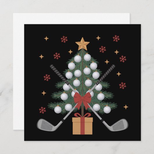 Kerstboom Golfuitrusting Kerstmis Golf Feestdagenkaart (Voorkant / Achterkant)