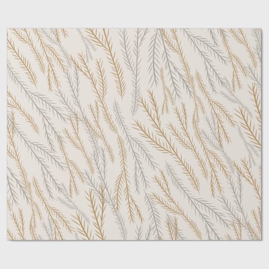 Kerstboom goud en zilver takken patroon cadeaupapier (Vlak)