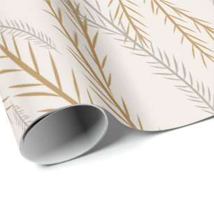 Kerstboom goud en zilver takken patroon cadeaupapier