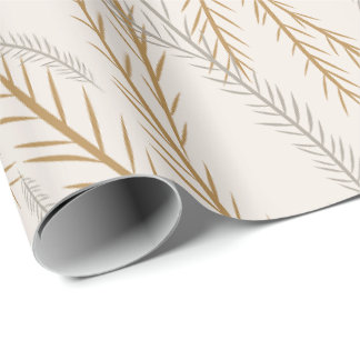 Kerstboom goud en zilver takken patroon cadeaupapier