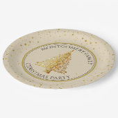 kerstboom, goud, feestdag, papieren bordje (Gekanteld)