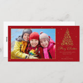  kerstboom goud feestdagenkaart (Voorkant / Achterkant)