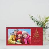  kerstboom goud feestdagenkaart (Staand voorkant)