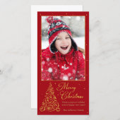  kerstboom goud feestdagenkaart (Voorkant / Achterkant)