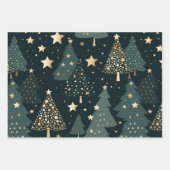 Kerstboom Goud Groen Patroon Decor Inpakpapier Vel (Voorkant 3)