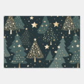 Kerstboom Goud Groen Patroon Decor Inpakpapier Vel (Voorkant 2)