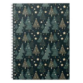 Kerstboom Goud Groen Patroon Decor Notitieboek