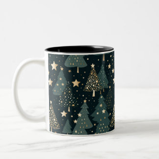 Kerstboom Goud Groen Patroon Decor Tweekleurige Koffiemok