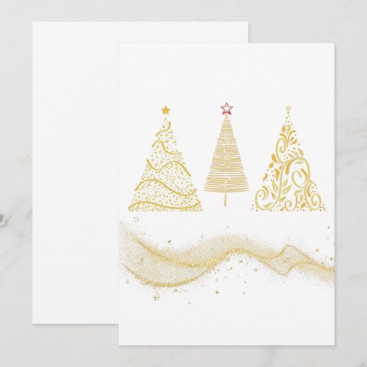 kerstboom goud seizoensgebonden kaart (Voorkant / Achterkant)