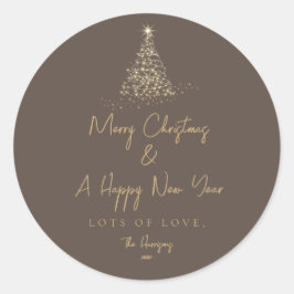 Kerstboom Goud Sparkle Eenvoudige Vakantie Ronde Sticker