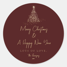 Kerstboom Goud Sparkle Eenvoudige Vakantie Ronde Sticker