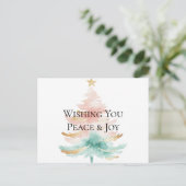 Kerstboom Goud Wit Roze Munt Vrede Joy Briefkaart (Staand voorkant)