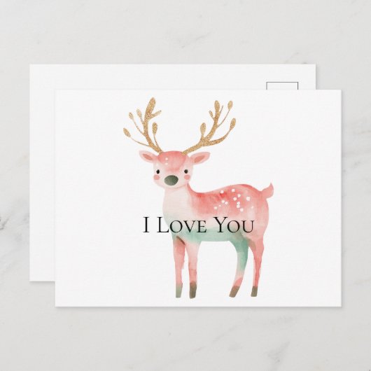 Kerstboom Goud Wit Roze Munt Vrede Joy Briefkaart (Voorkant / Achterkant)