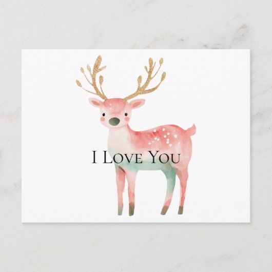 Kerstboom Goud Wit Roze Munt Vrede Joy Briefkaart (Voorkant)