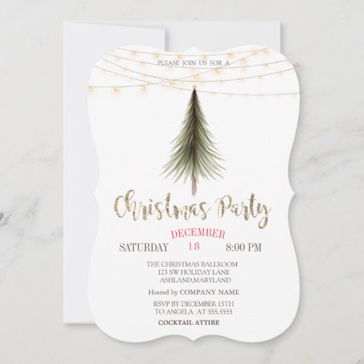 kerstboom, gouden kerstfeest kaart (Voorkant)