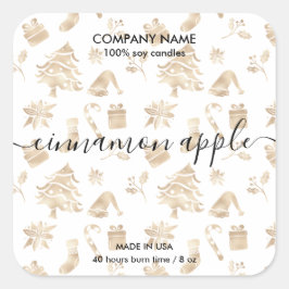 Kerstboom Gouden Patroon Kaars Label