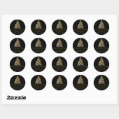 Kerstboom Gouden Retouradres Ronde Sticker (Vel)