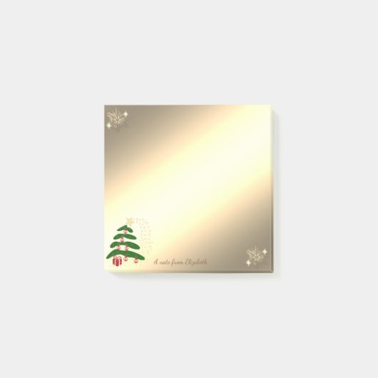 kerstboom, gouden sneeuwvlokken op maat post-it® notes (Voorkant)