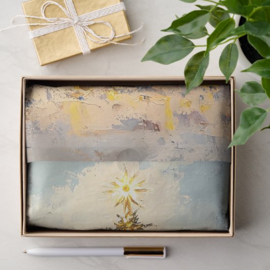 Kerstboom Gouden Ster Olieverf Decoupage Tissuepapier (Geschenk)