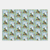 Kerstboom grappige witte kat inpakpapier vel (Voorkant 2)