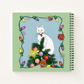Kerstboom grappige witte kat notitieboek (Achterkant)