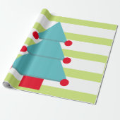 Kerstboom groen blauw wit cadeaupapier (Uitgerold)
