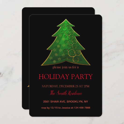 Kerstboom groen, elegant chic kaart (Voorkant / Achterkant)