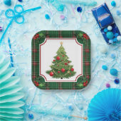Kerstboom groen geplakt met Holly Papieren Bordje (Feest)
