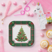 Kerstboom groen geplakt met Holly Papieren Bordje (Feest)
