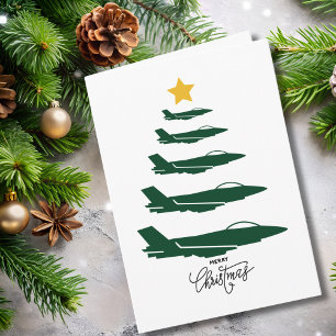 Kerstboom Groen Militair Vliegtuig Minimalistisch Kaart