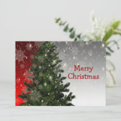 Kerstboom Groen Rood Wit Sneeuwvlokken Feestdagenkaart (Staand voorkant)