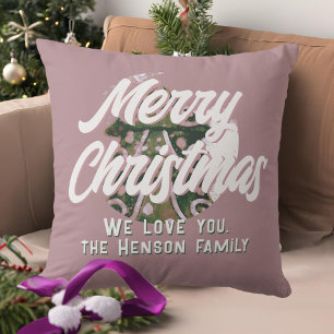 Kerstboom, groen roze roze rozenhandschrift kussen