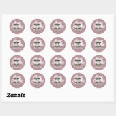 Kerstboom, groen roze roze rozenhandschrift ronde sticker (Vel)
