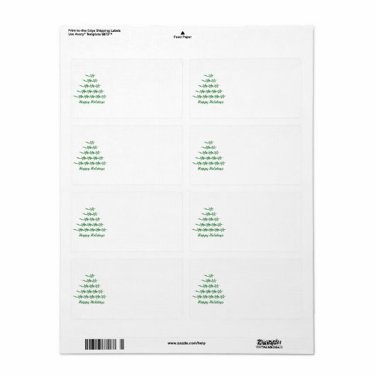 Kerstboom, groen wit blanco terugkeringsadres etiket (Full Sheet)
