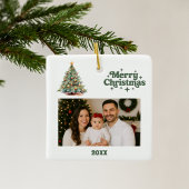 Kerstboom groen wit foto keramisch ornament