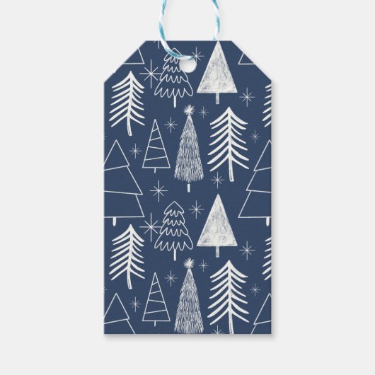 Kerstboom - groenblijvende boom - dennenboom blauw cadeaulabel (Voorkant)