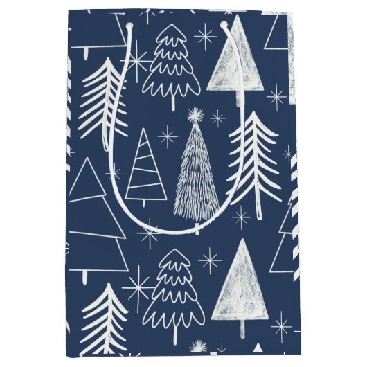 Kerstboom - groenblijvende boom - dennenboom blauw medium cadeauzakje (Voorkant)