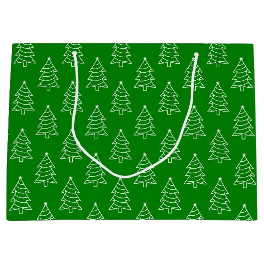 Kerstboom Groene Achtergrond Grote Gift Bag Groot Cadeauzakje (Voorkant)
