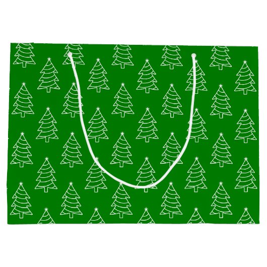 Kerstboom Groene Achtergrond Grote Gift Bag Groot Cadeauzakje (Achterkant)