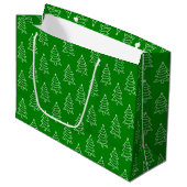 Kerstboom Groene Achtergrond Grote Gift Bag Groot Cadeauzakje (Voorkant Gekanteld)