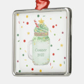 Kerstboom Groene Mason Jar Milkshake Year Metalen Ornament (Links)