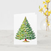 Kerstboom H - Waterverven & Pen Kaart (Gele Bloem)