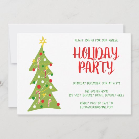 Kerstboom Hand Getrokken Vakantie Partij CUSTOM Kaart (Voorkant)