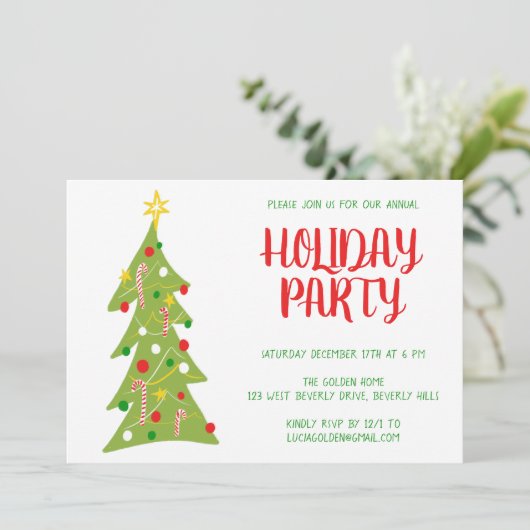 Kerstboom Hand Getrokken Vakantie Partij CUSTOM Kaart (Staand voorkant)